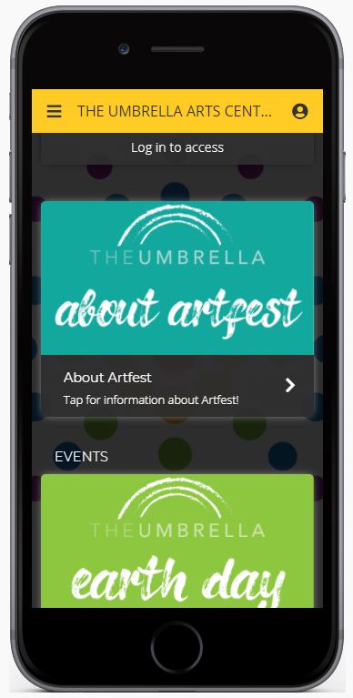 Screen Image of The Umbrella Artfest App