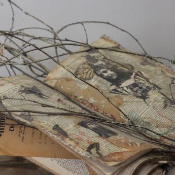 Max Payne book sculpture with branches