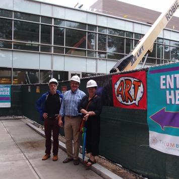 Natalie Merchant and Erik Della Penna tour the newly renovated arts facilities at The Umbrella (Photo by Stewart Ikeda)