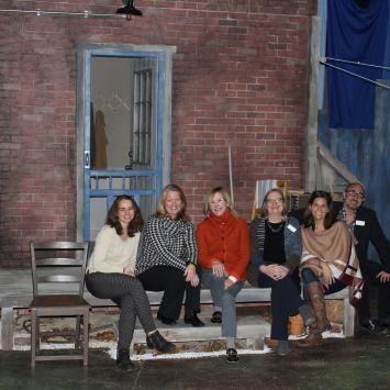 Odgers, Gouveia and Walker with The Umbrella's Beth garvin, Katie Cimet and Stewart Ikeda on the set for August Wilson's Fences
