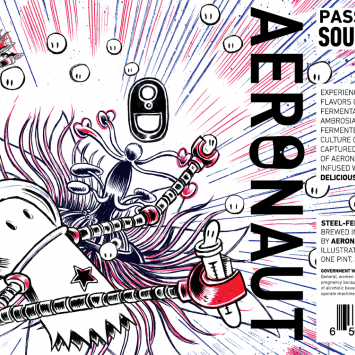 Aeronaut Brewing Passion Fruit Sour Planet Label Artwork by Raul Gonzalez III